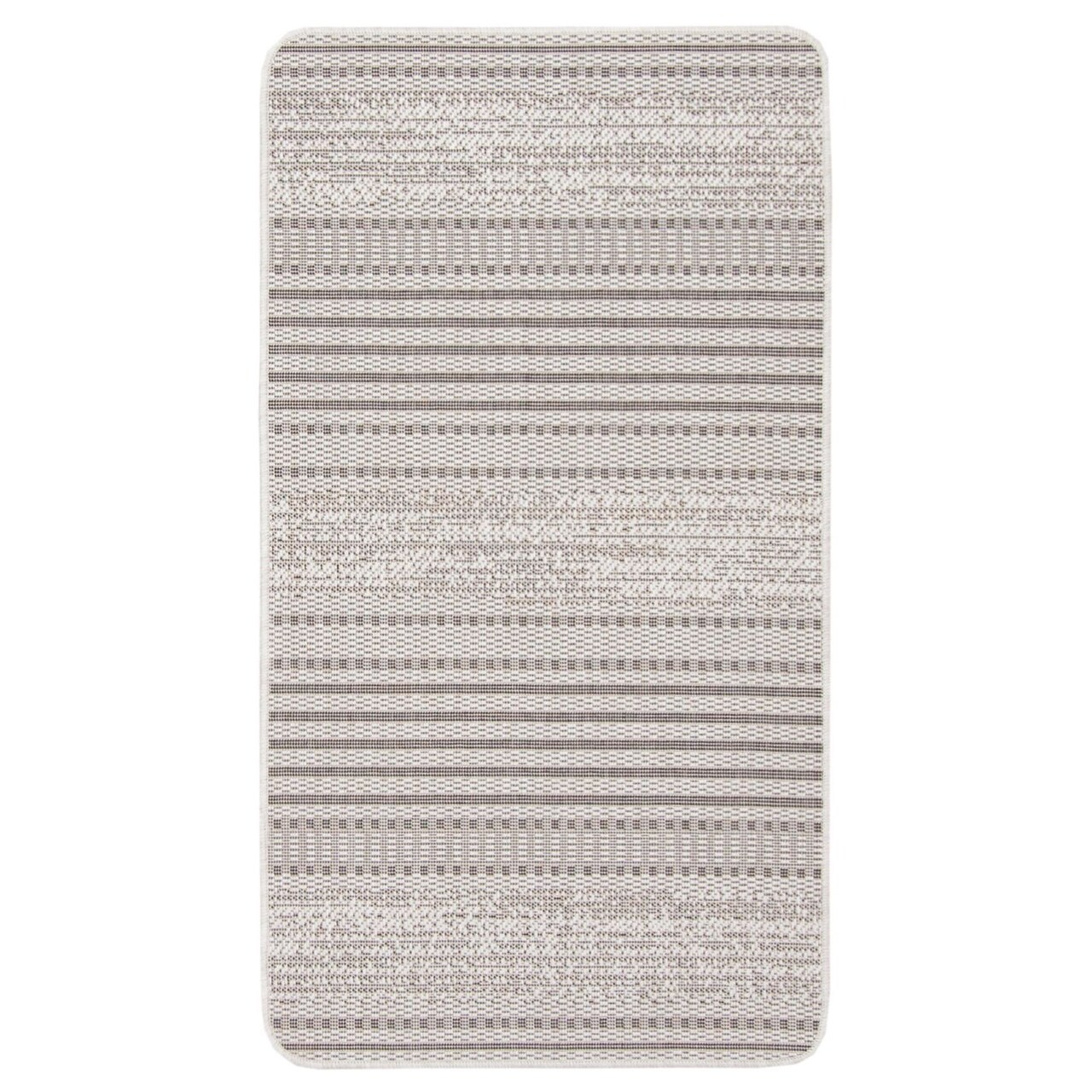 Chaudhary Living 2' x 4' Striped Indoor Outdoor Area Throw Rug - Gray and Black